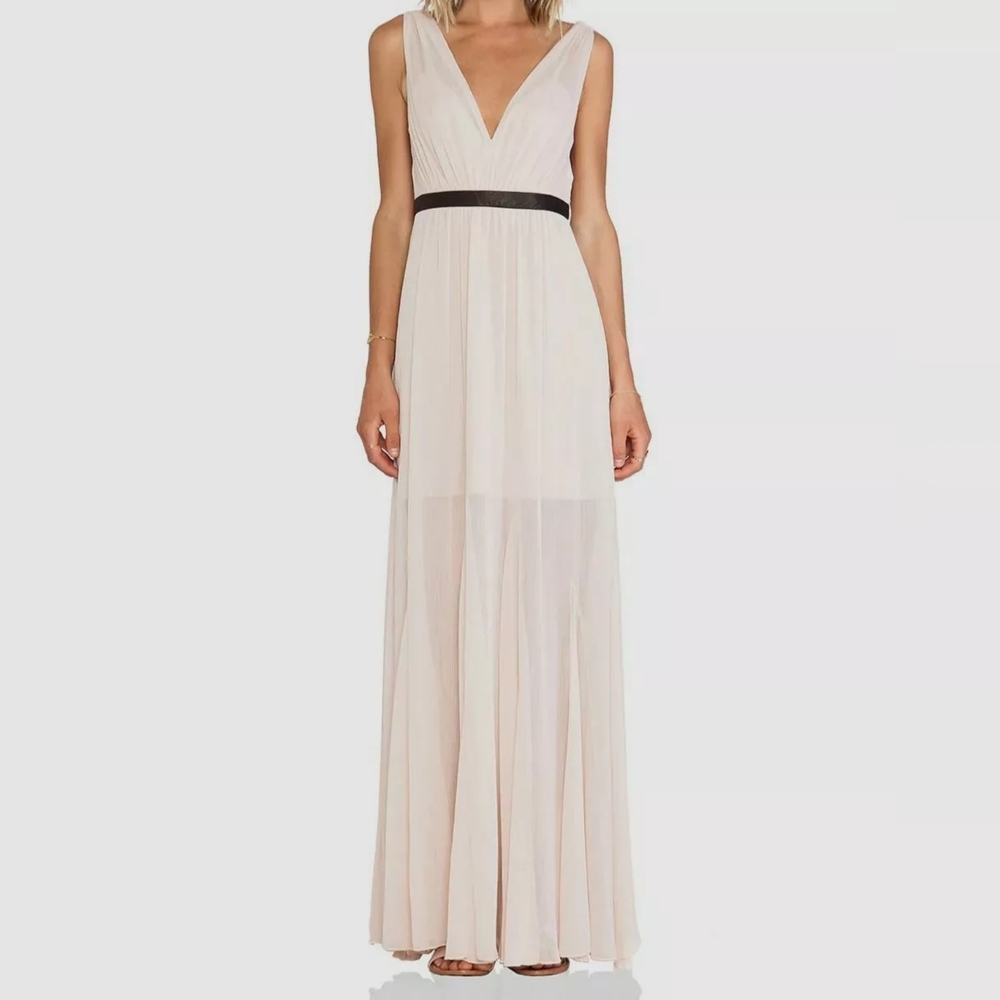 Alice + Olivia Kendrick Chffon Cream Maxi Dress Size 4